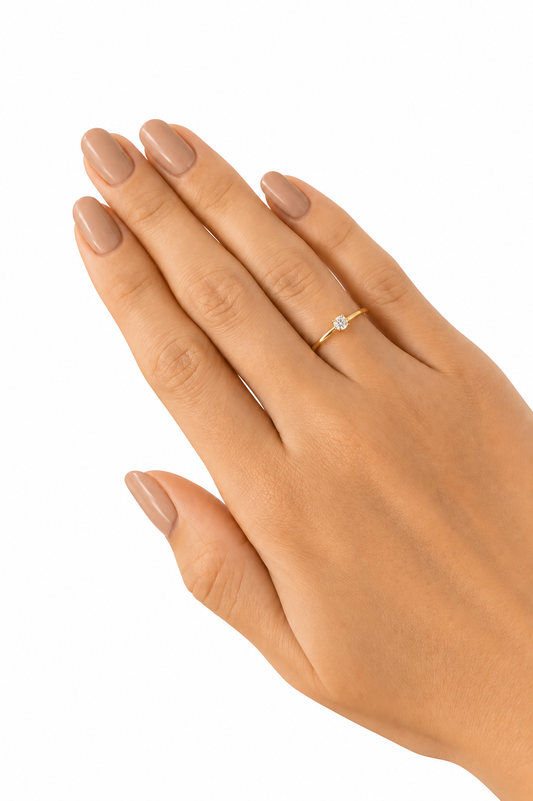 Anel Solitário Micro Zircônia Banhado em Ouro 18k