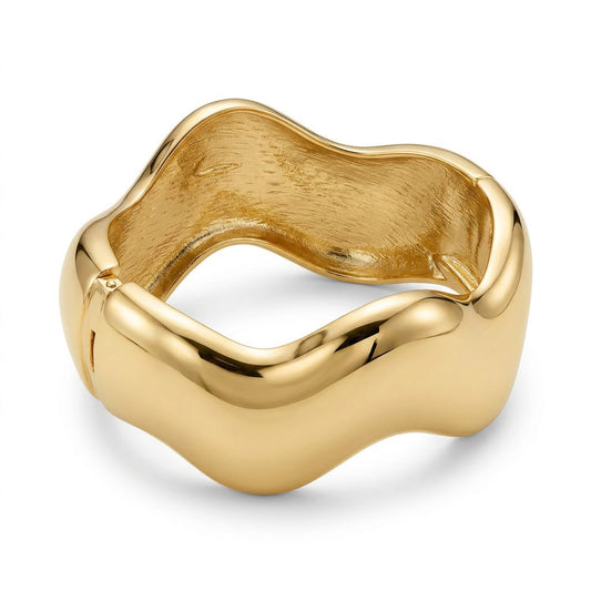 Bracelete Maxi Ondulado Banhado em Ouro 18k