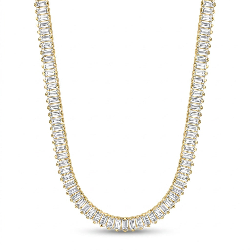 Choker Riviera Baguete Banhada em Ouro 18k