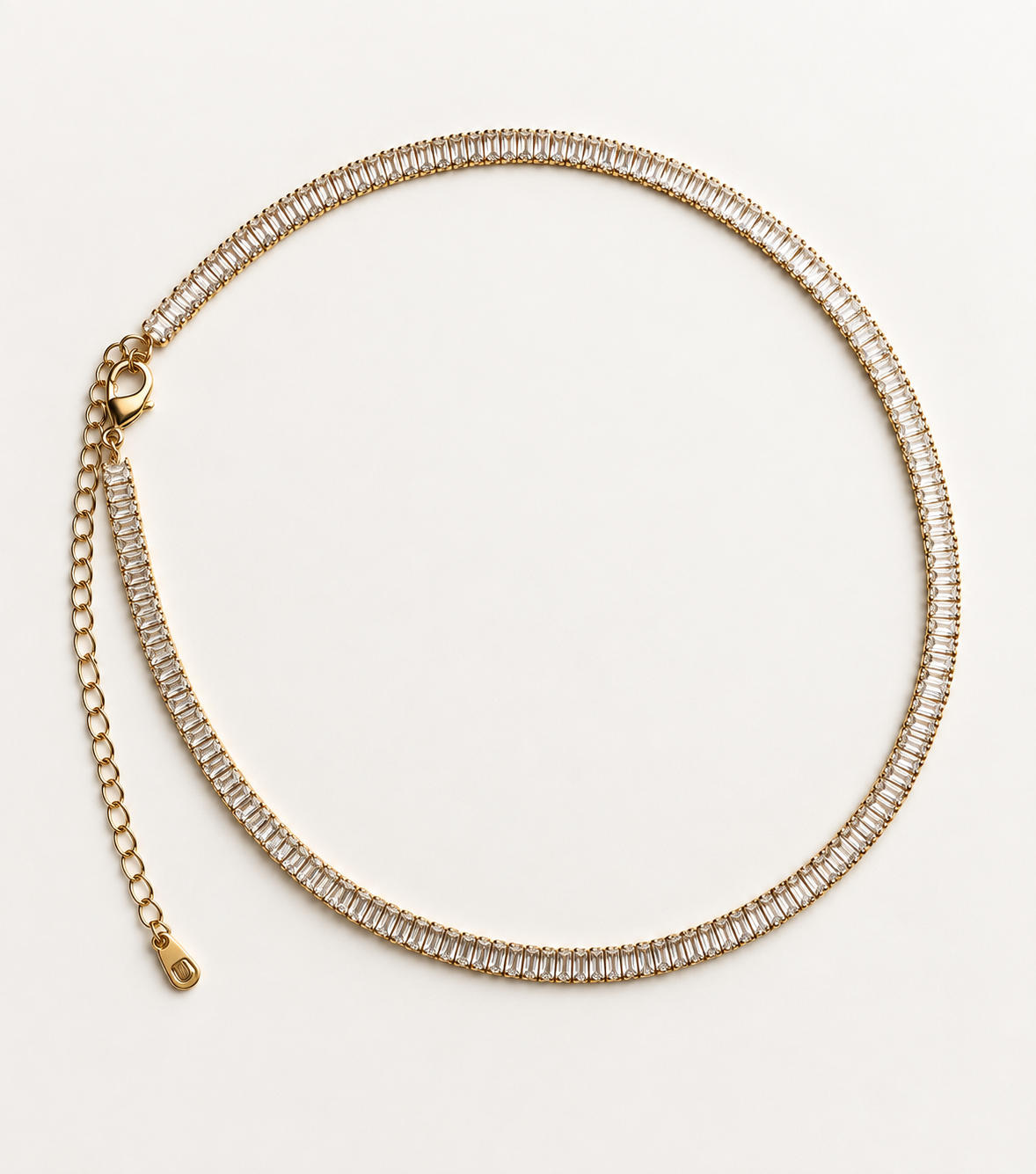 Choker Riviera Baguete Banhada em Ouro 18k