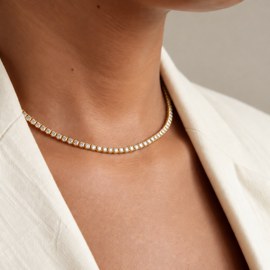 Colar Choker Riviera Banhado em Ouro 18k
