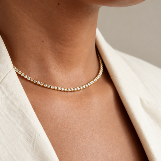 Colar Choker Riviera Banhado em Ouro 18k