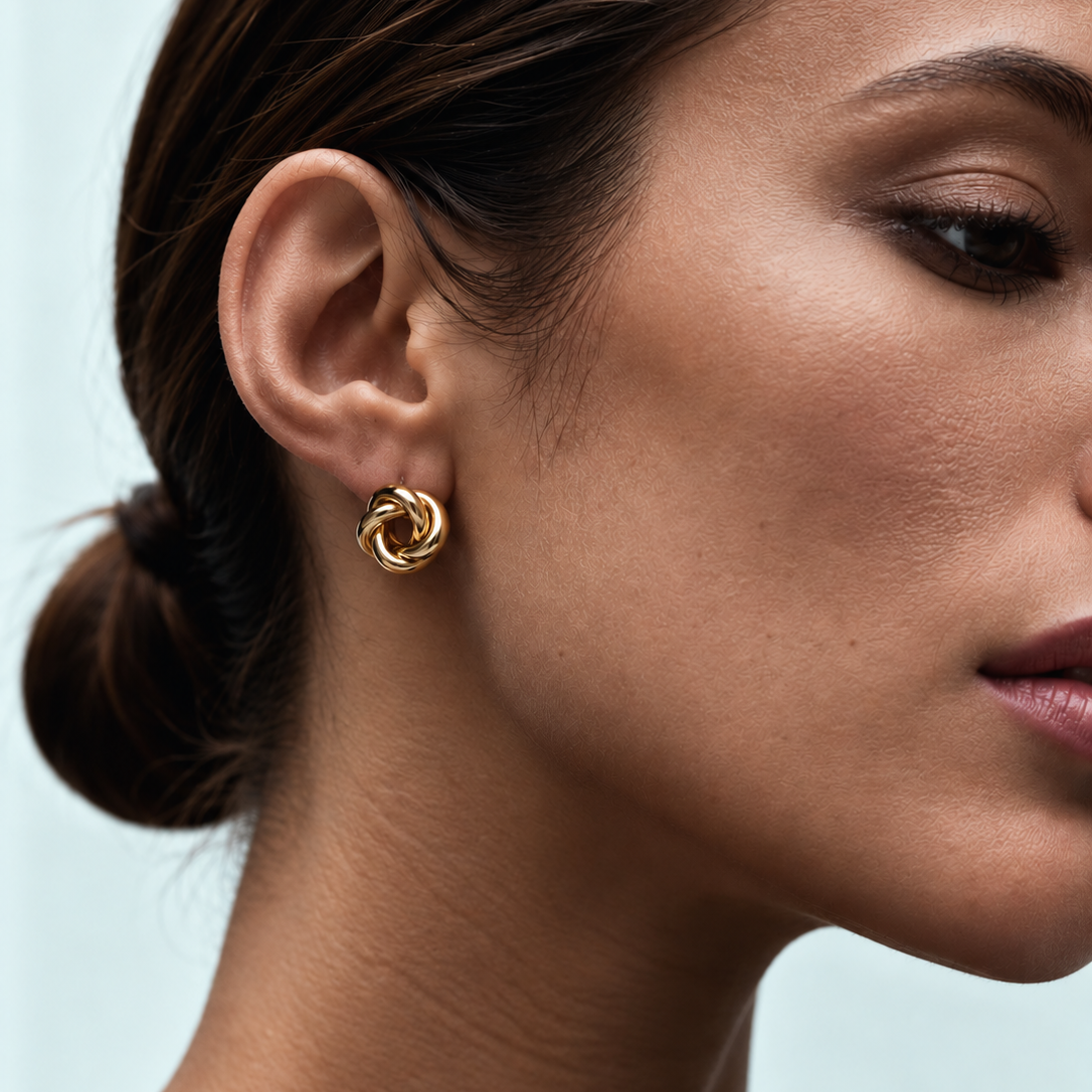 Brinco Elos Entrelaçados Banhado em Ouro 18k