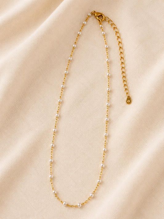 Colar de Pérolas Banhado em Ouro 18k