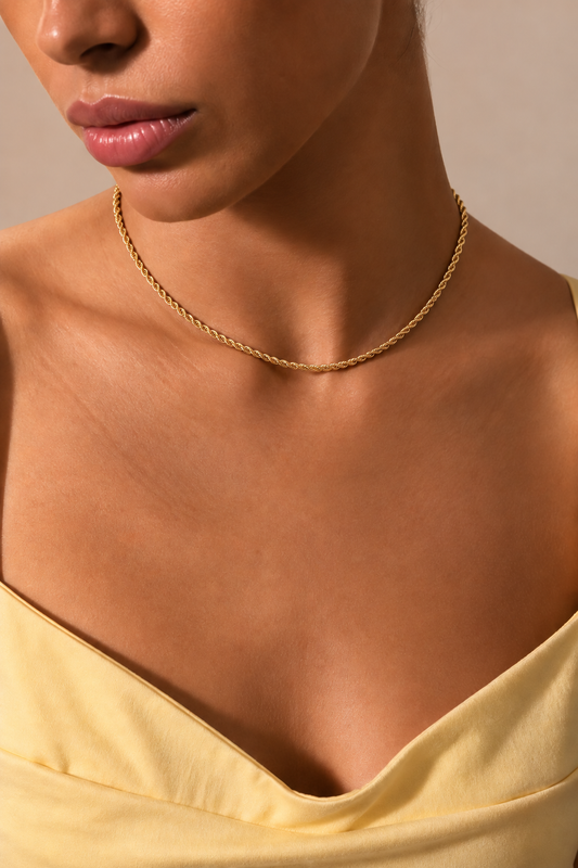 Colar Choker Cordão Baiano Banhado em Ouro 18k
