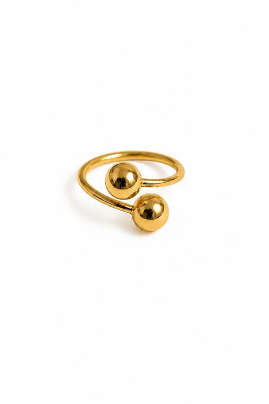 Anel Ajustável Bolinha Banhado em Ouro 18k