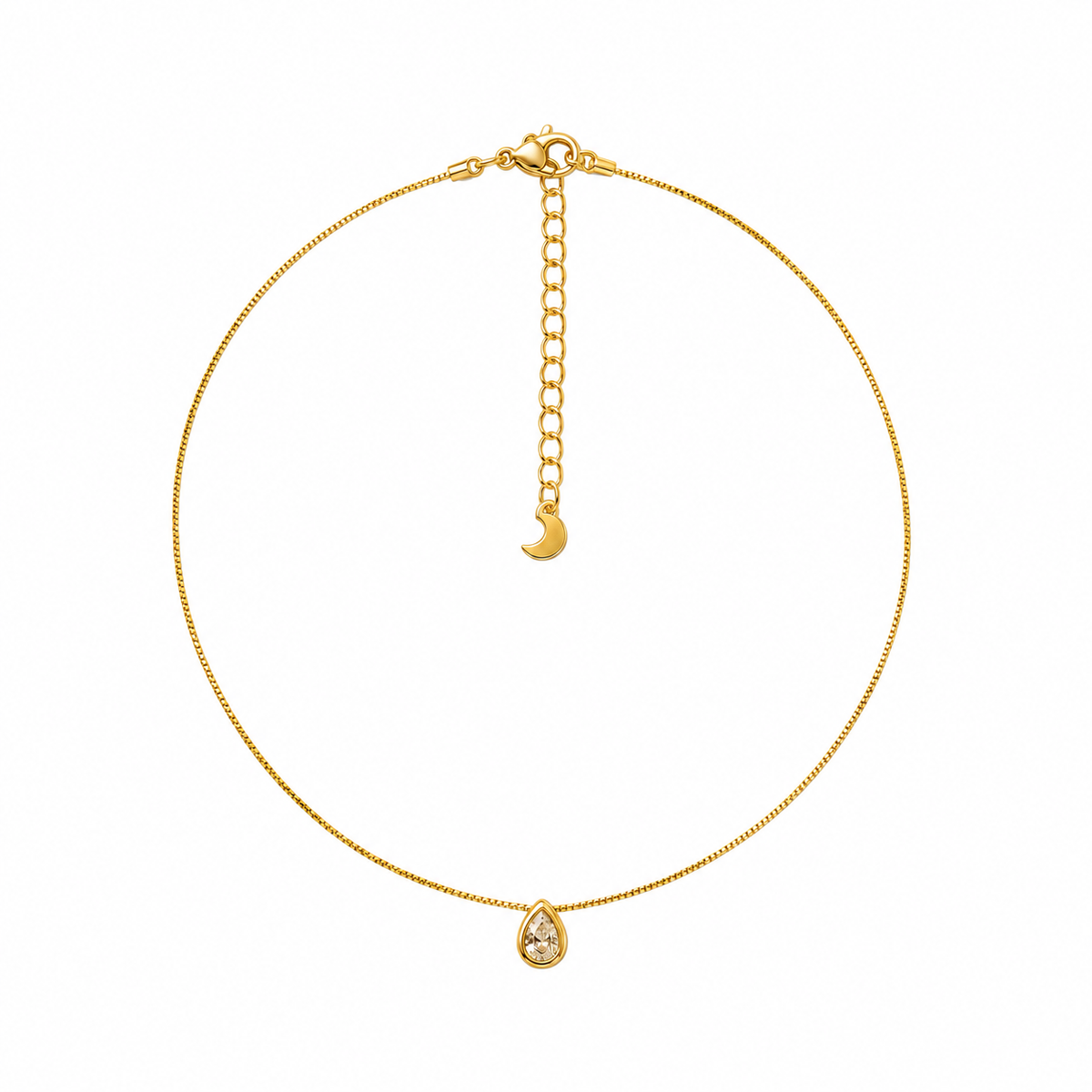 Colar Veneziana Ponto de Luz Gota Banhado em Ouro 18k