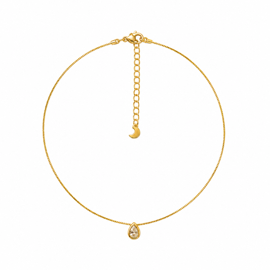 Colar Veneziana Ponto de Luz Gota Banhado em Ouro 18k