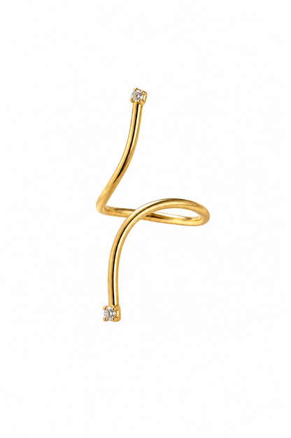 Anel Ajustável com Zircônia Banhado em Ouro 18k