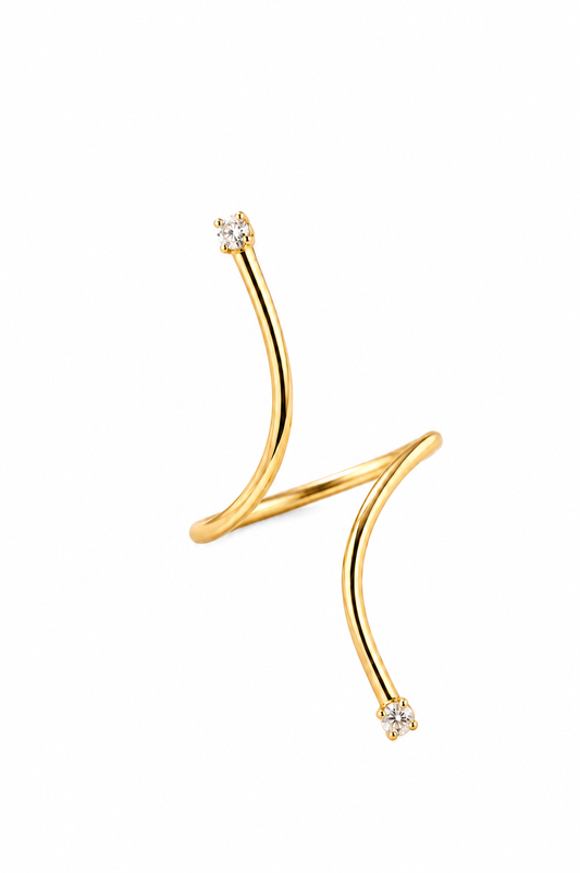Anel Ajustável com Zircônia Banhado em Ouro 18k