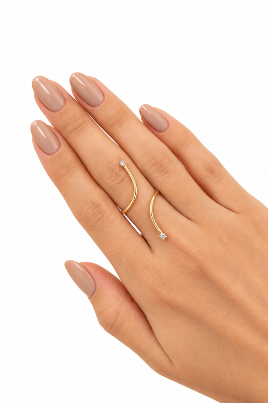 Anel Ajustável com Zircônia Banhado em Ouro 18k