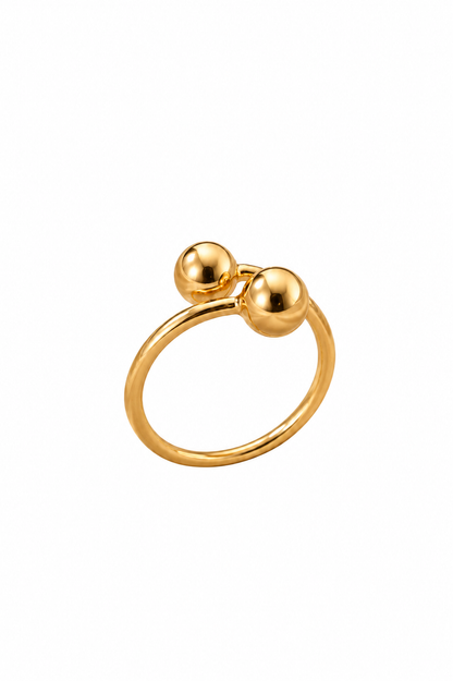 Anel Ajustável Bolinha Banhado em Ouro 18k