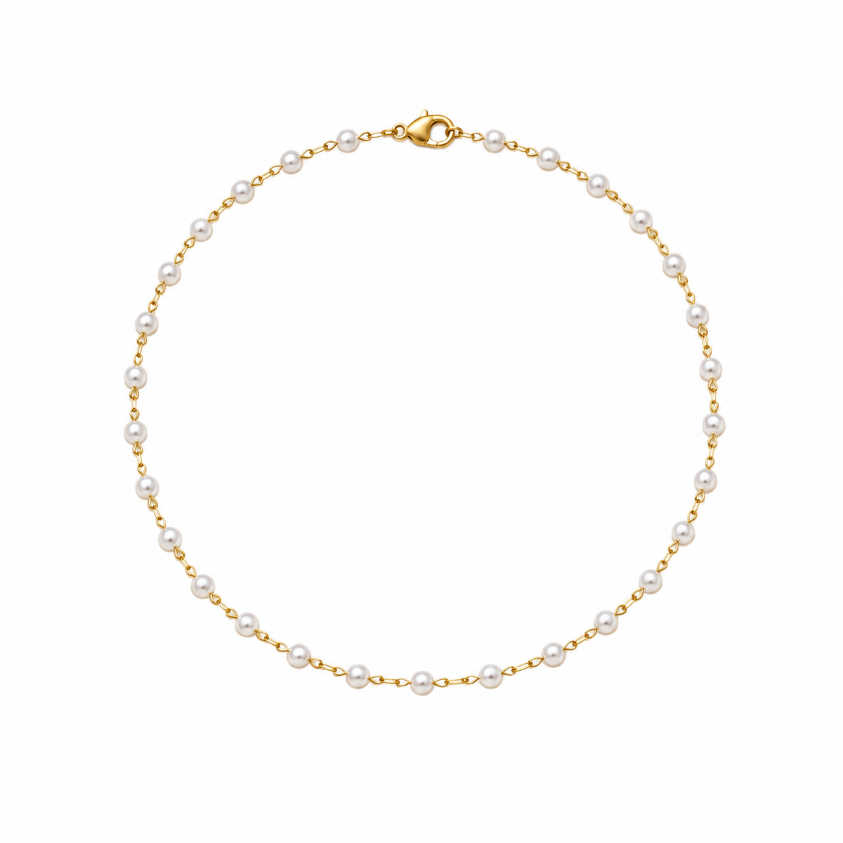 Colar Choker Banhado em Ouro 18k com Pérolas