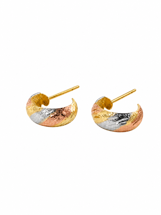 Argola Tricolor Banhada em Ouro 18k