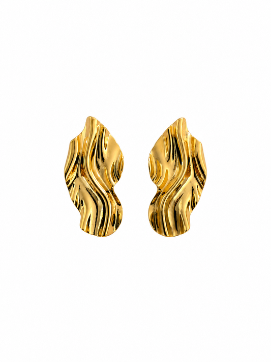 Brinco com Forma Orgânica Banhado em Ouro 18k