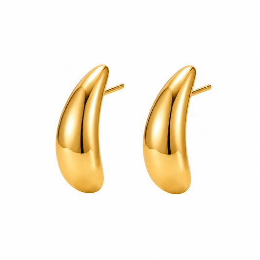 Brinco Forma Orgânica Banhado em Ouro 18k