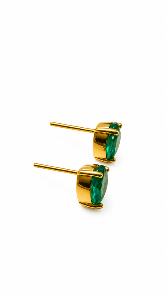 Brinco Coração Turmalina Banhado em Ouro 18k