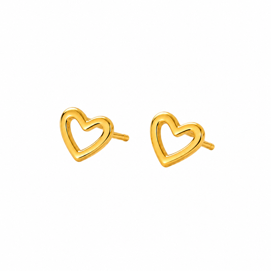 Brinco Coração Vazado Banhado em Ouro 18k