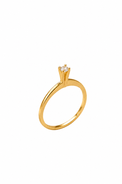Anel Solitário Micro Zircônia Banhado em Ouro 18k