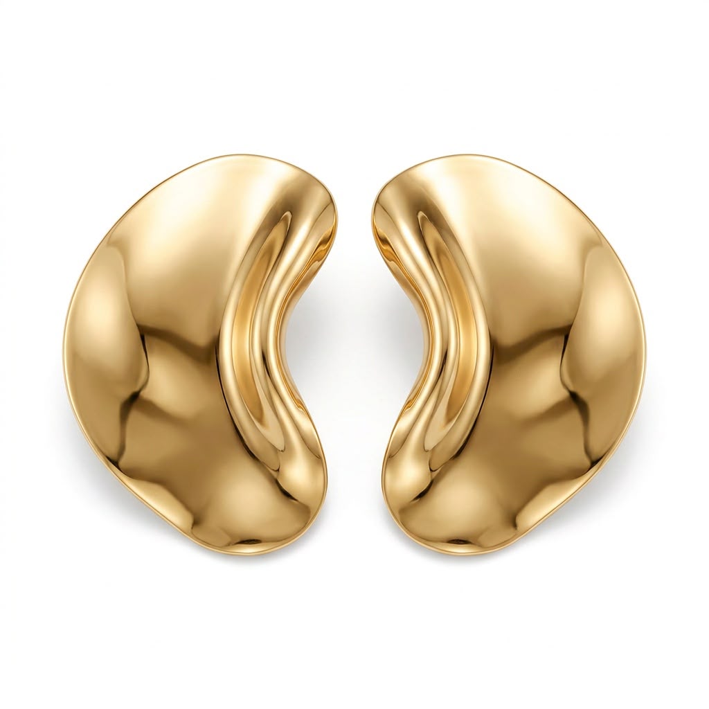 Brinco Maxi Orgânico Banhado em Ouro 18k